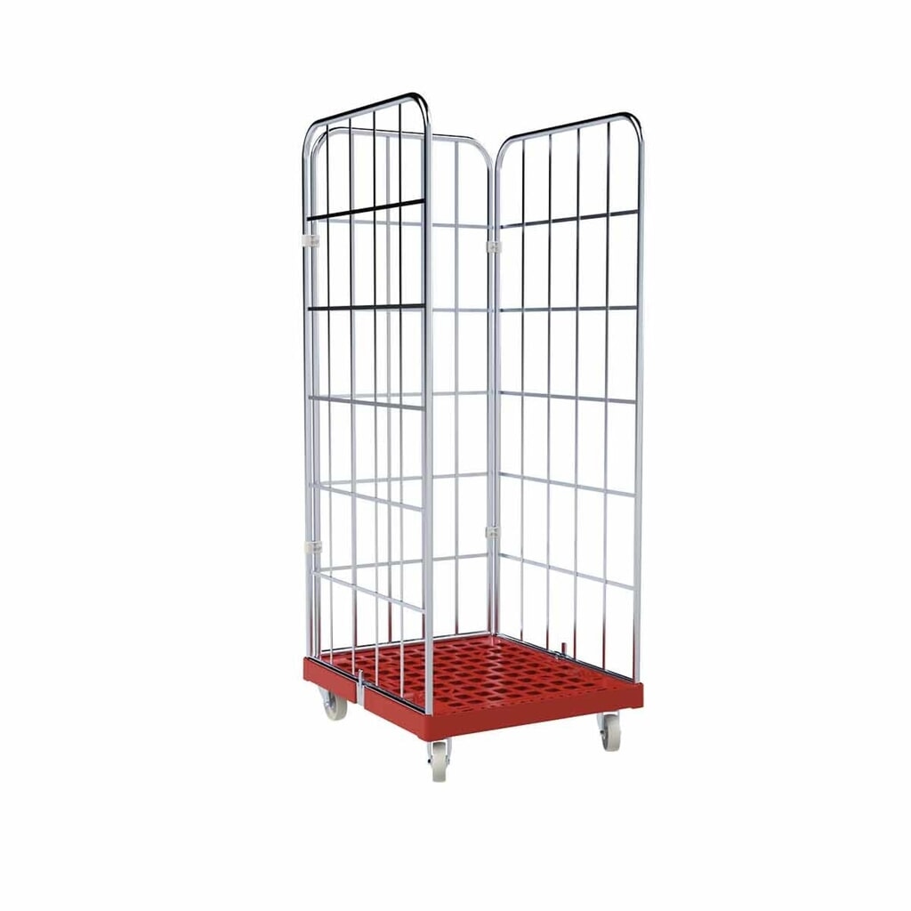 Rollbehälter Classic, 3-seitig, galvanisch verzinkt, Kunststoff-Rollplatte, HxBxT 1.850 x 724 x 815 mm, feuerrot Produktabbildung: Rollbehälter Classic, 3-seitig, galvanisch verzinkt, Kunststoff-Rollplatte, HxBxT 1.850 x 724 x 815 mm, feuerrot