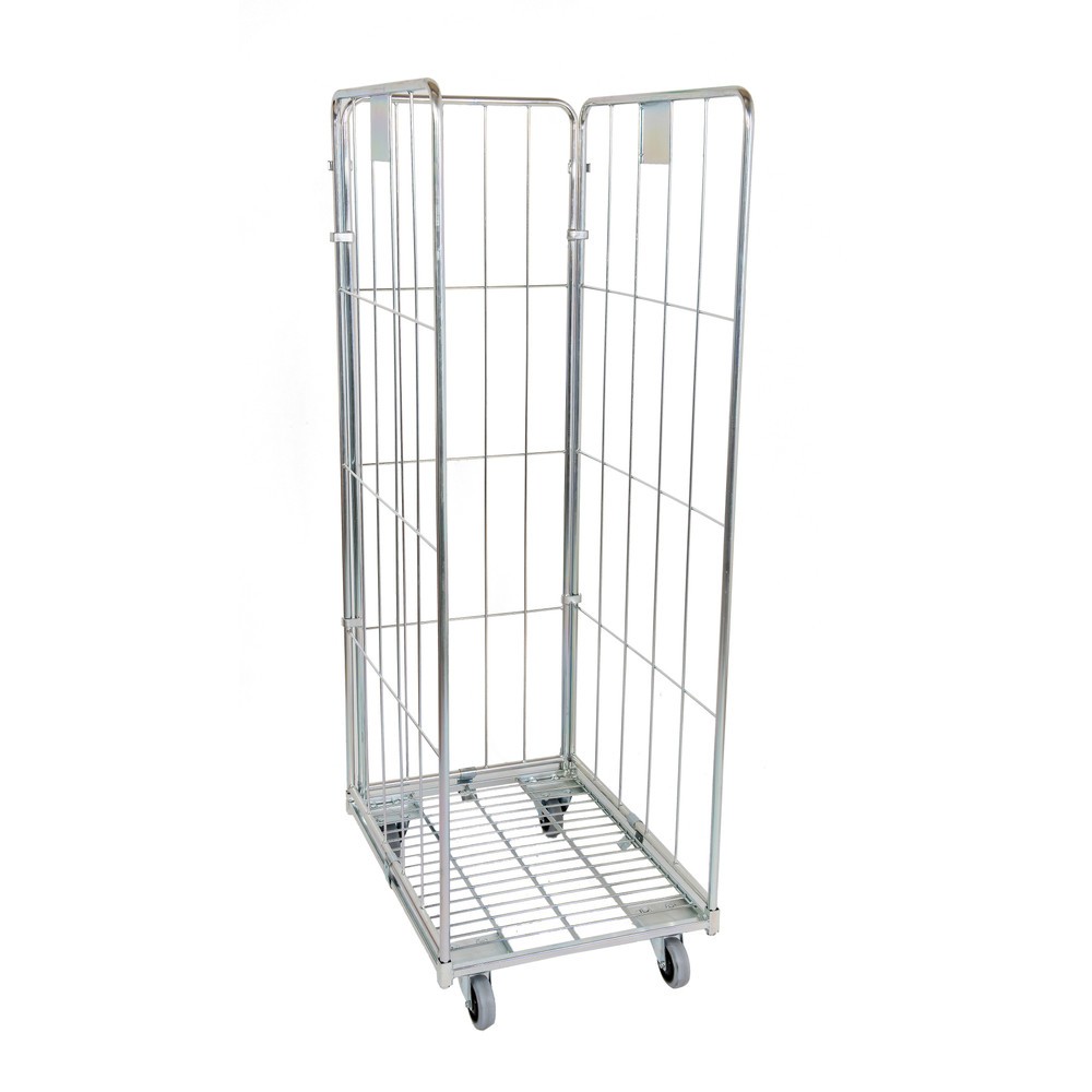 Produktabbildung: Rollbehälter Classic, 3-seitig, grobmaschig, blau verzinkt, Metall-Rollplatte, HxBxT 1.800 x 600 x 800 mm