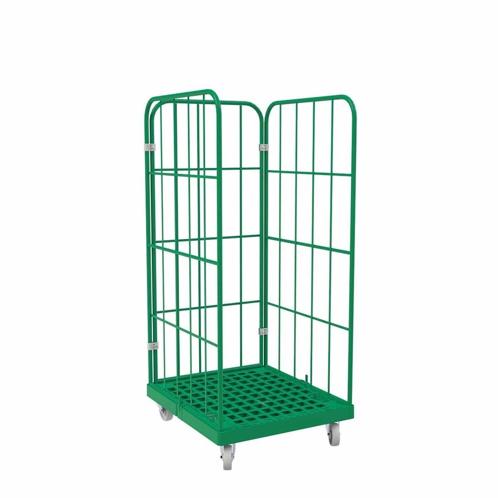 Produktabbildung Nr. 1: Rollbehälter Classic, 3-seitig, pulverbeschichtet, Kunststoff-Rollplatte, HxBxT 1.650 x 724 x 815 mm, verkehrsgrün