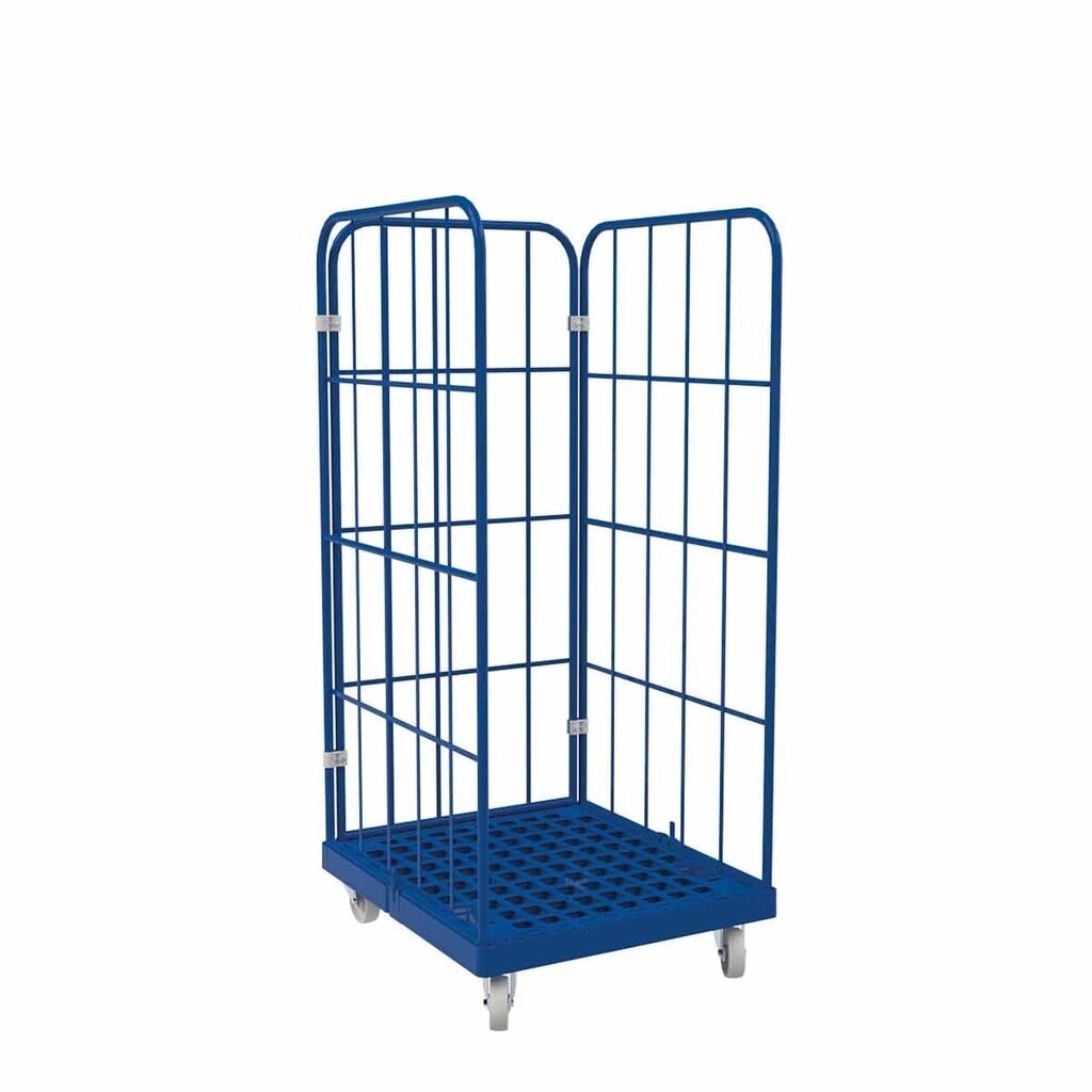 Rollbehälter Classic, 3-seitig, pulverbeschichtet, Kunststoff-Rollplatte, HxBxT 1.650 x 724 x 815 mm, enzianblau Produktabbildung: Rollbehälter Classic, 3-seitig, pulverbeschichtet, Kunststoff-Rollplatte, HxBxT 1.650 x 724 x 815 mm, enzianblau