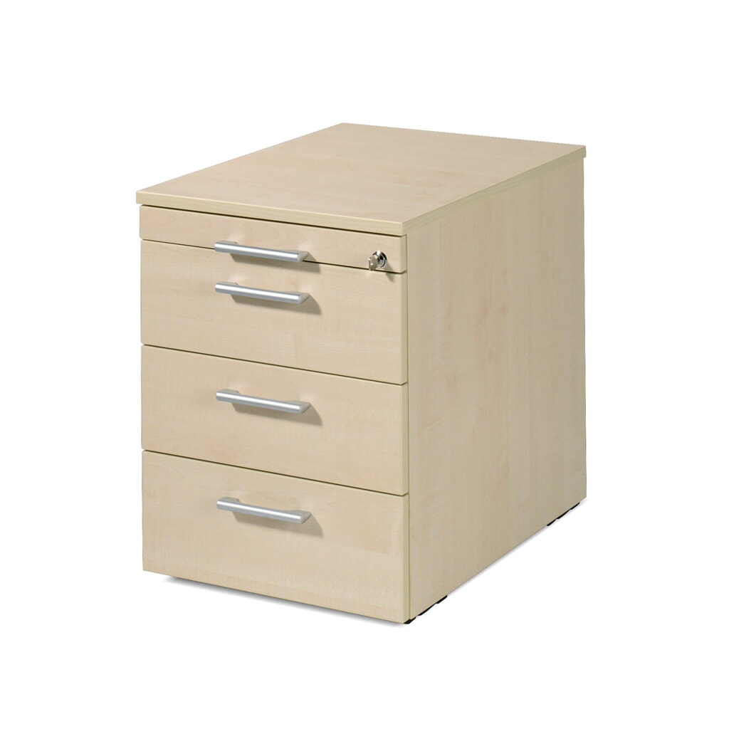 Produktabbildung: Rollcontainer Lissabon, HxBxT 566 x 600 x 430 mm, 3 Kunststoffschübe, Ahorn