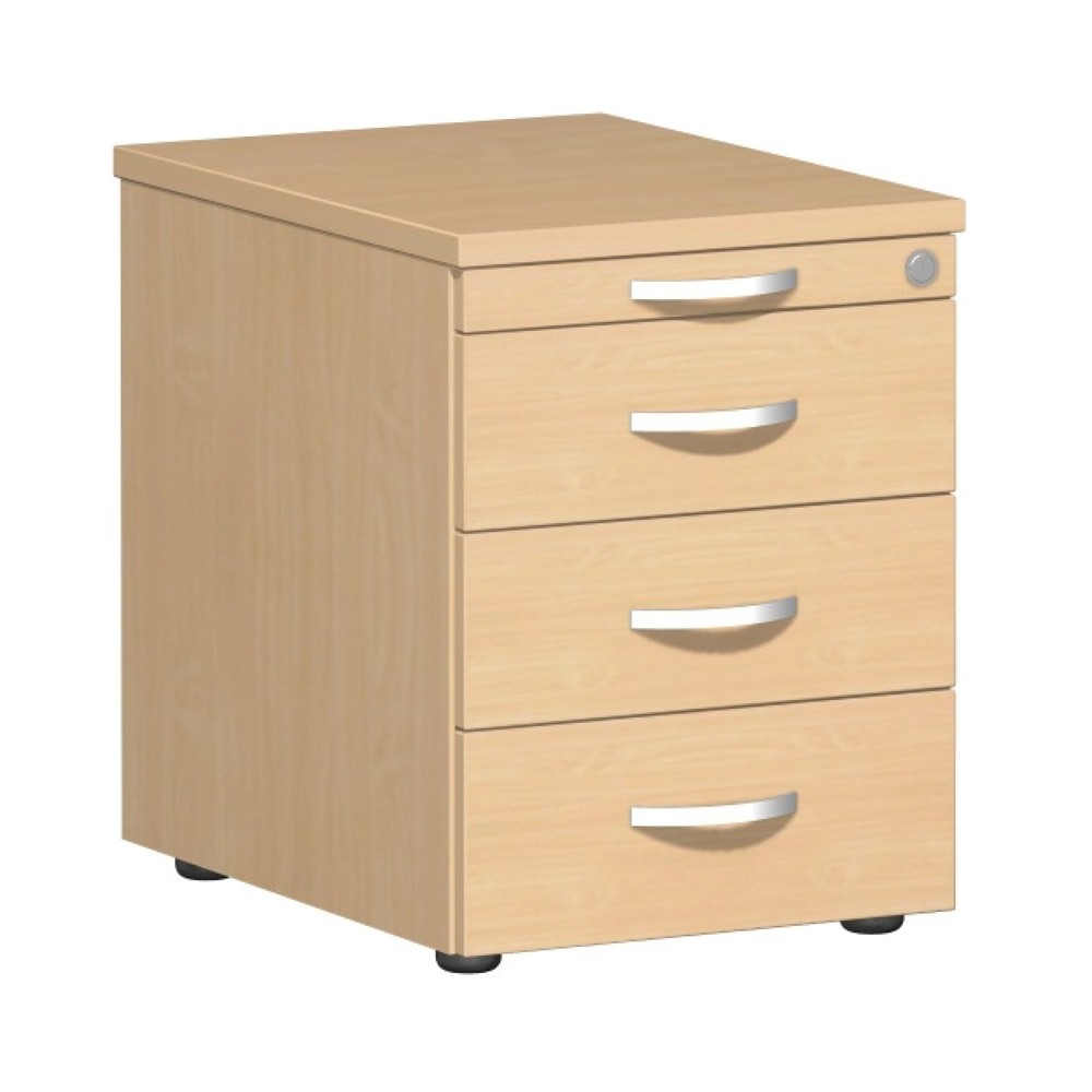 Produktabbildung: Geramöbel Rollcontainer Lissabon, HxBxT 566 x 600 x 430 mm, 3 Kunststoffschübe, Buche