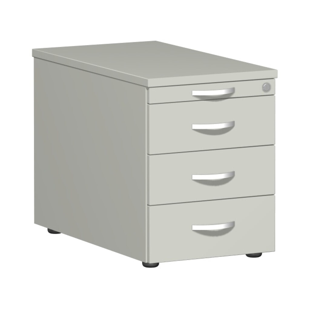 Produktabbildung: Geramöbel Rollcontainer Lissabon, HxBxT 566 x 800 x 430 mm, 3 Metallschübe, lichtgrau