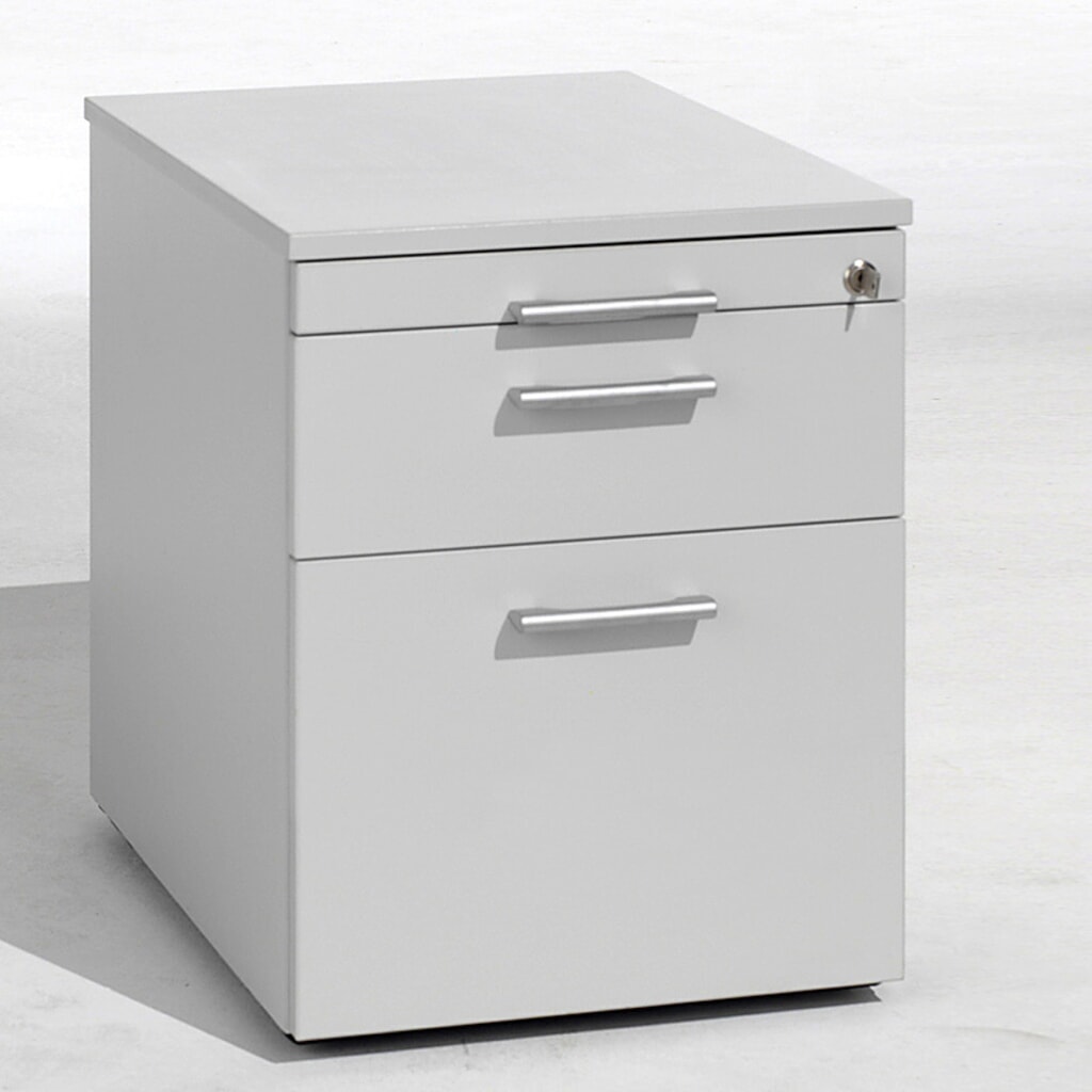 Produktabbildung: Geramöbel Rollcontainer Lissabon mit Hängeregister, HxBxT 566 x 600 x 430 mm, Kunststoffschübe, lichtgrau