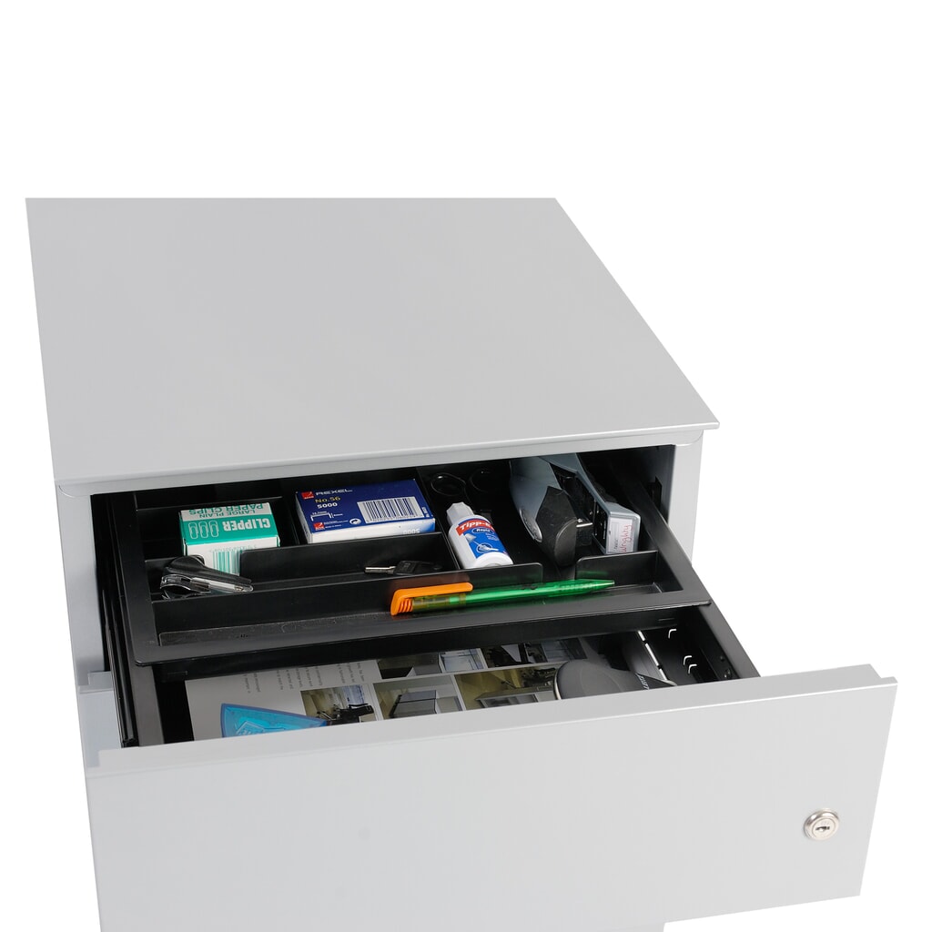 Rollcontainer Note™, HxBxT 495 x 420 x 565, 3 Schubladen, schwarz Produktabbildung Nr. 3: Rollcontainer Note™, HxBxT 495 x 420 x 565, 3 Schubladen, schwarz
