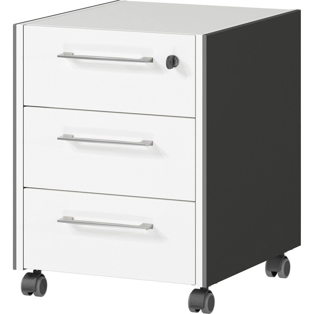 Produktabbildung: Rollcontainer PASADENA, 3 Schubladen, Graphit/Weiß