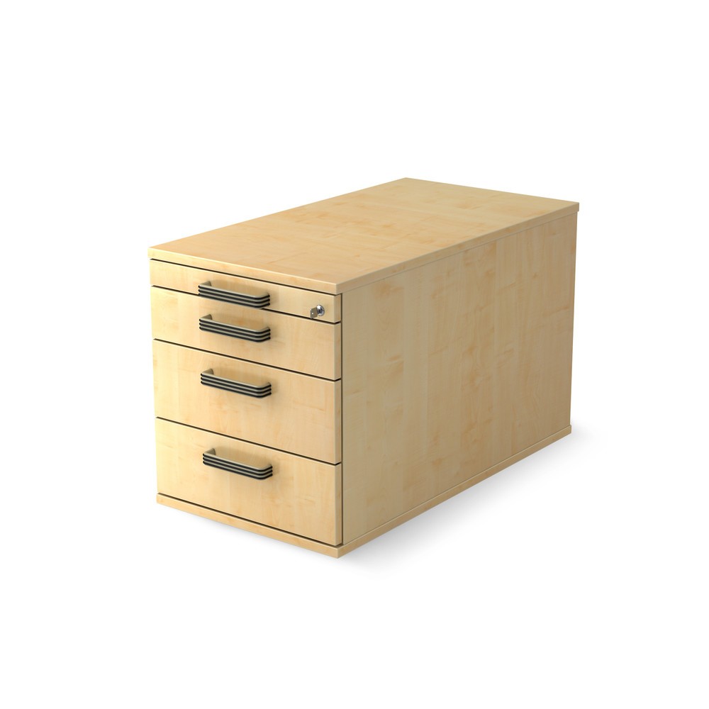Produktabbildung: Rollcontainer Solid, 4 Schubladen mit Kunstoff-Griff, Ahorn
