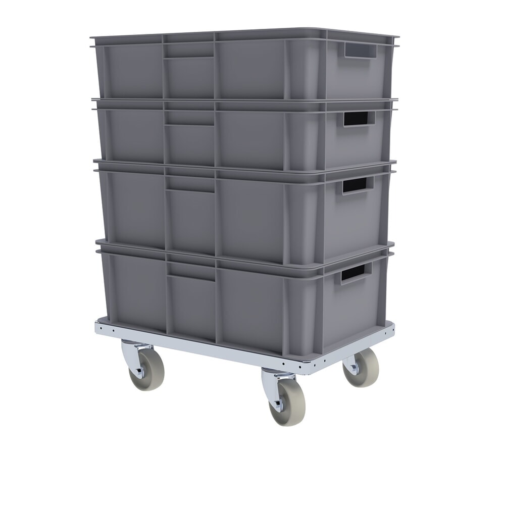 Produktabbildung Nr. 3: rolldolly® Industrie-Transportroller für Euro-Stapelbehälter, Rahmenplattform, Tragkraft 250 kg, BxT 400 x 600 mm, Polypropylen-Bereifung