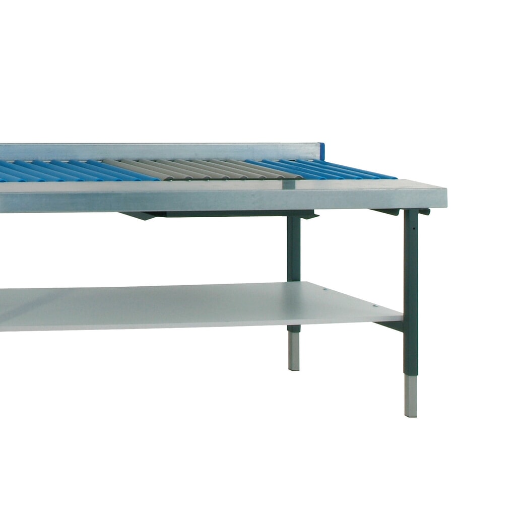 Produktabbildung Nr. 3: Rocholz Manuell höhenverstellbarer Packtisch SYSTEM 2000, mit Rollenbahn, mit Arbeitsfläche und Waage, HxBxT 690-960 x 1.955 x 920 mm