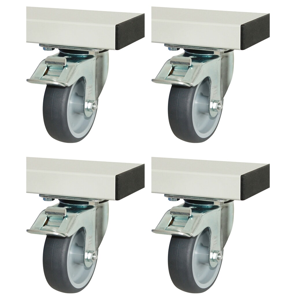 Produktabbildung: Rollensatz für RAU Serie adlatus 300/600, HxBxT 125 x 100 x 30 mm, 4 Lenkrollen mit Feststeller