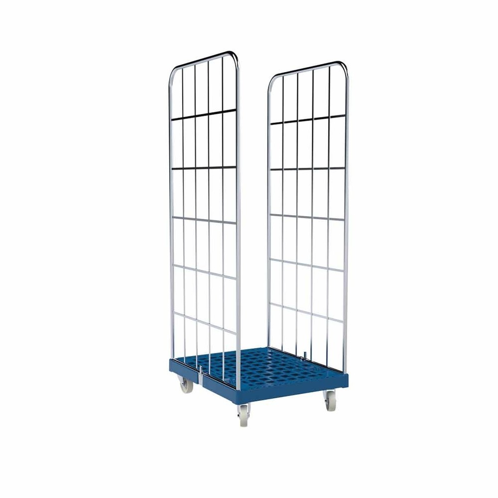 Produktabbildung: rolltainer® 2-seitiger Rollbehälter, Kunststoff-Rollplatte, enzianblau, HxBxT 1.830 x 682 x 815 mm