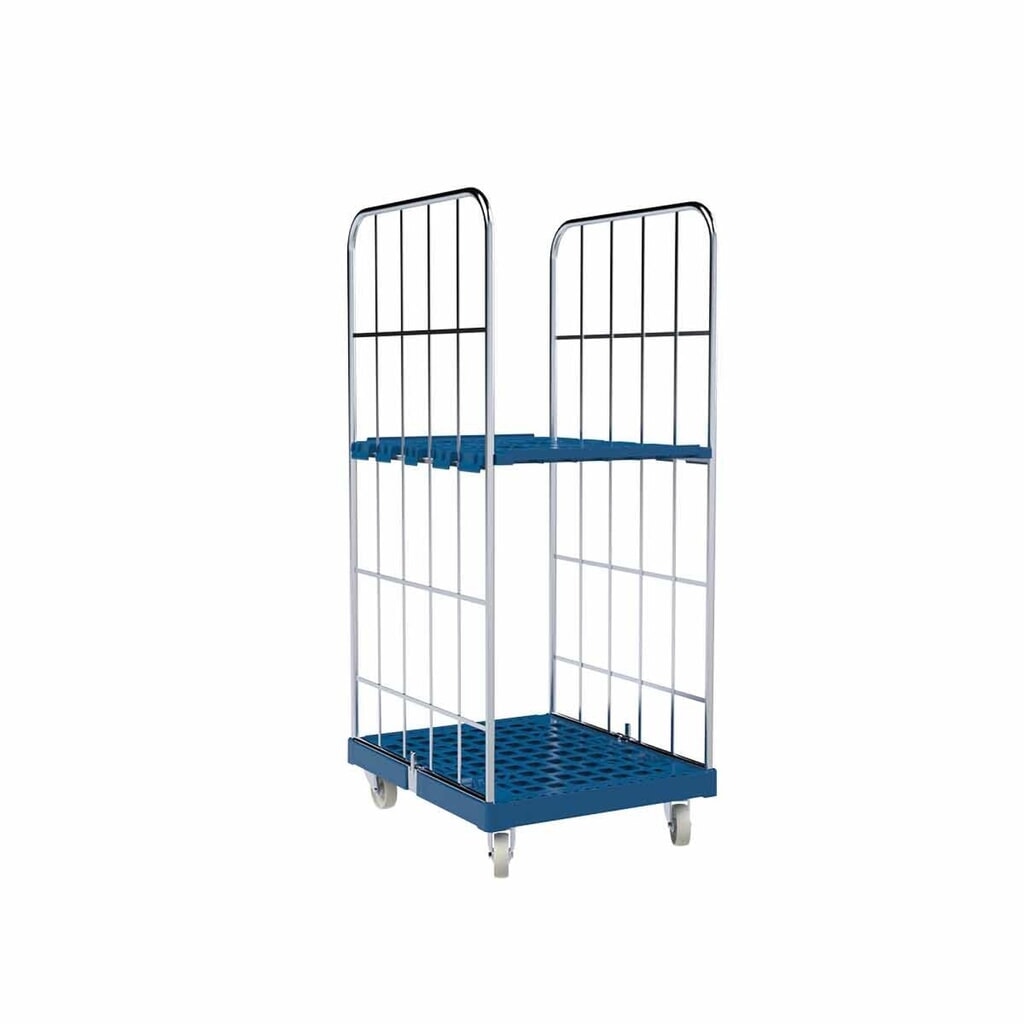 rolltainer® 2-seitiger Rollbehälter, Kunststoff-Rollplatte, enzianblau, HxBxT 1.640 x 682 x 815 mm Produktabbildung Nr. 2: rolltainer® 2-seitiger Rollbehälter, Kunststoff-Rollplatte, enzianblau, HxBxT 1.640 x 682 x 815 mm