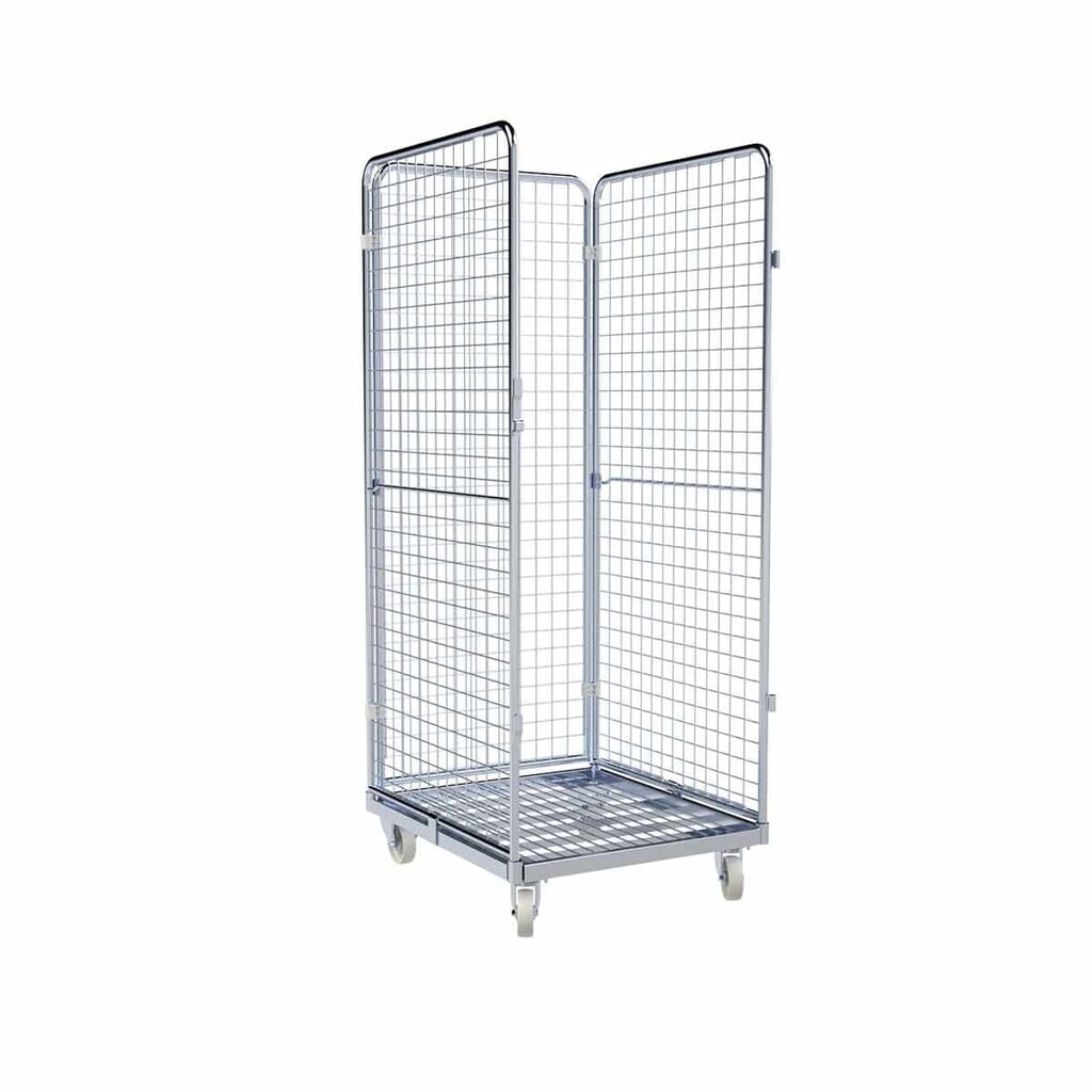 rolltainer® 3-seitiger Rollbehälter, Metall-Rollplatte, HxBxT 1.800 x 724 x 815 mm, Feingitter-Wände Produktabbildung: rolltainer® 3-seitiger Rollbehälter, Metall-Rollplatte, HxBxT 1.800 x 724 x 815 mm, Feingitter-Wände