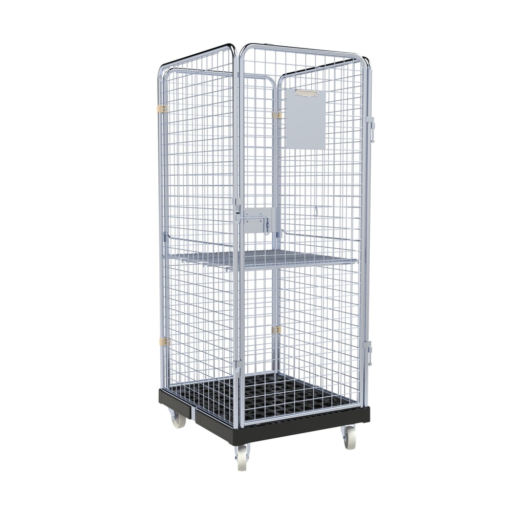Produktabbildung Nr. 2: rolltainer® 4-seitiger Rollbehälter BASIC, Rollplatte aus Recycling-Kunststoff, schwarz, HxBxT 1.800 x 724 x 815 mm, Feingitter-Wände