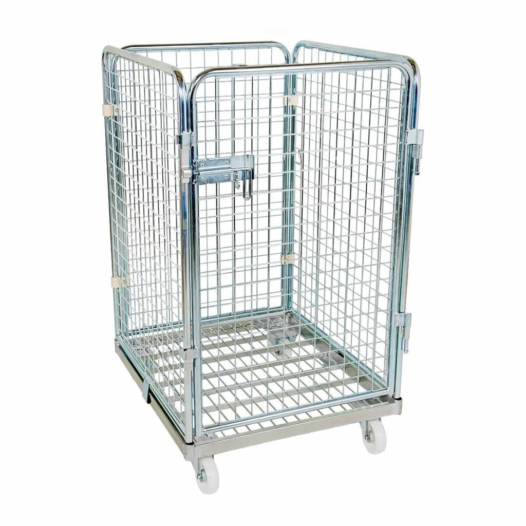 rolltainer® 4-seitiger Rollbehälter, Metall-Rollplatte, einteilige Vorderwand, verzinkte Feingitter-Wände, HxBxT 1.210 x 724 x 815 mm Produktabbildung: rolltainer® 4-seitiger Rollbehälter, Metall-Rollplatte, einteilige Vorderwand, verzinkte Feingitter-Wände, HxBxT 1.210 x 724 x 815 mm