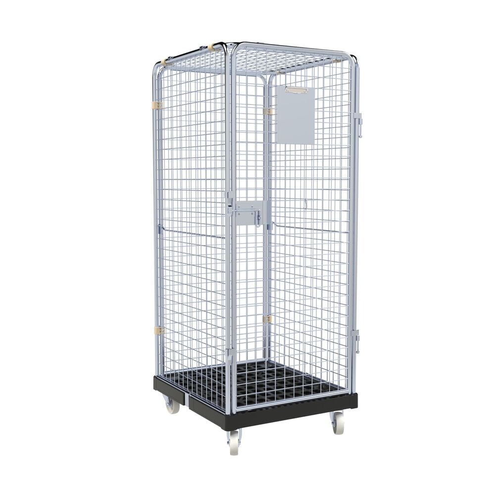Produktabbildung: rolltainer® Antidiebstahl Rollbehälter Basic, 5-seitig, Rollplatte aus Recycling-Kunststoff, schwarz, HxBxT 1.800 x 724 x 815 mm, ohne Zwischenboden