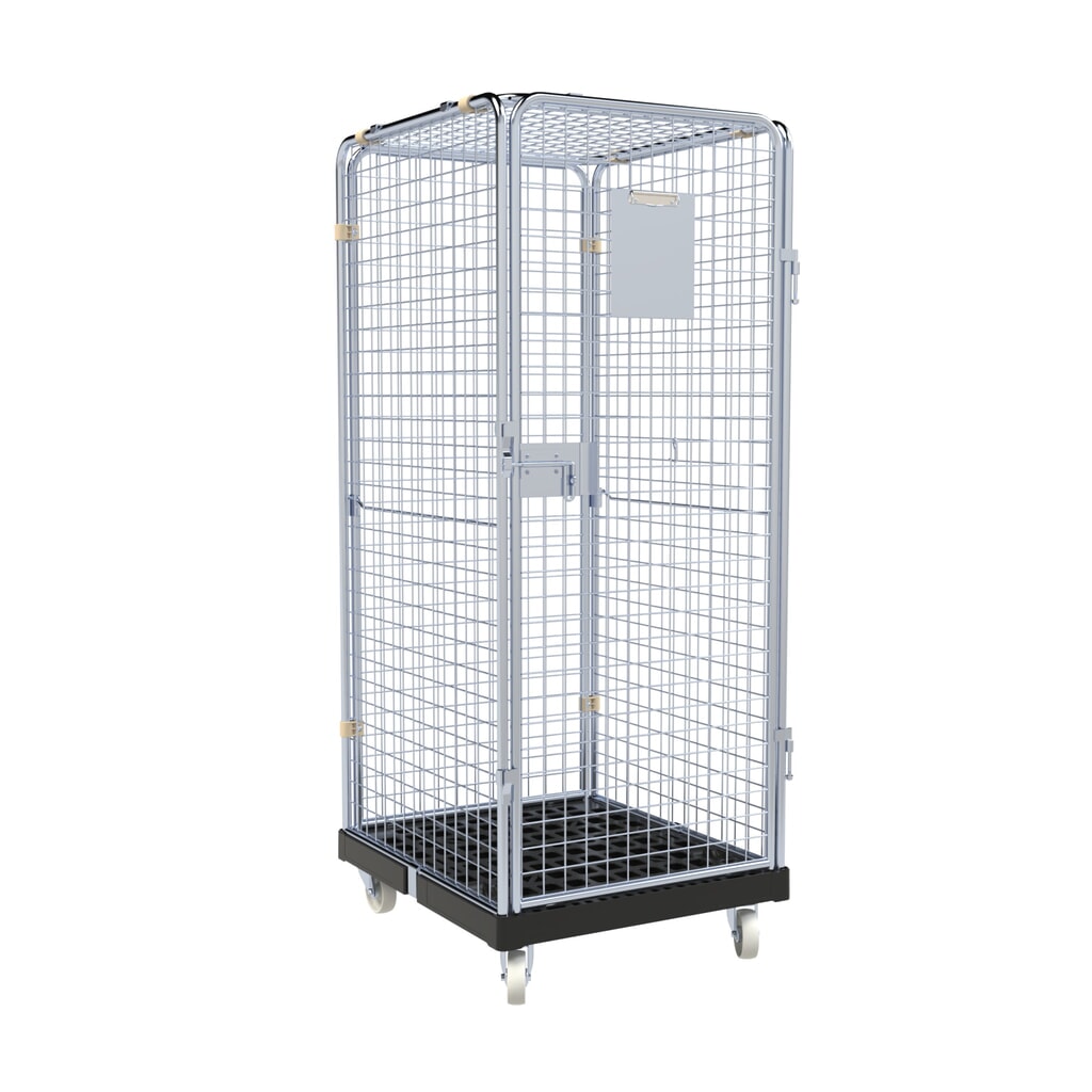 Produktabbildung: rolltainer® Antidiebstahl Rollbehälter Basic, 5-seitig, Rollplatte aus Recycling-Kunststoff, schwarz, HxBxT 1.800 x 724 x 815 mm, ohne Zwischenboden