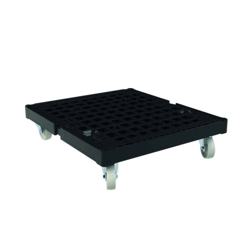 Produktabbildung: rolltainer® Rollbehälter-Rollplatte BASIC, Kunststoff, schwarz, BxT 724 x 815 mm, Raddurchmesser 108 mm, ohne Schiebebügel