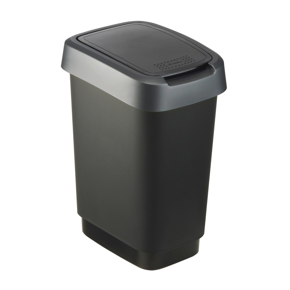Produktabbildung: rothopro  Abfalleimer TWIST, 10 l, schwarz/dunkelsilber