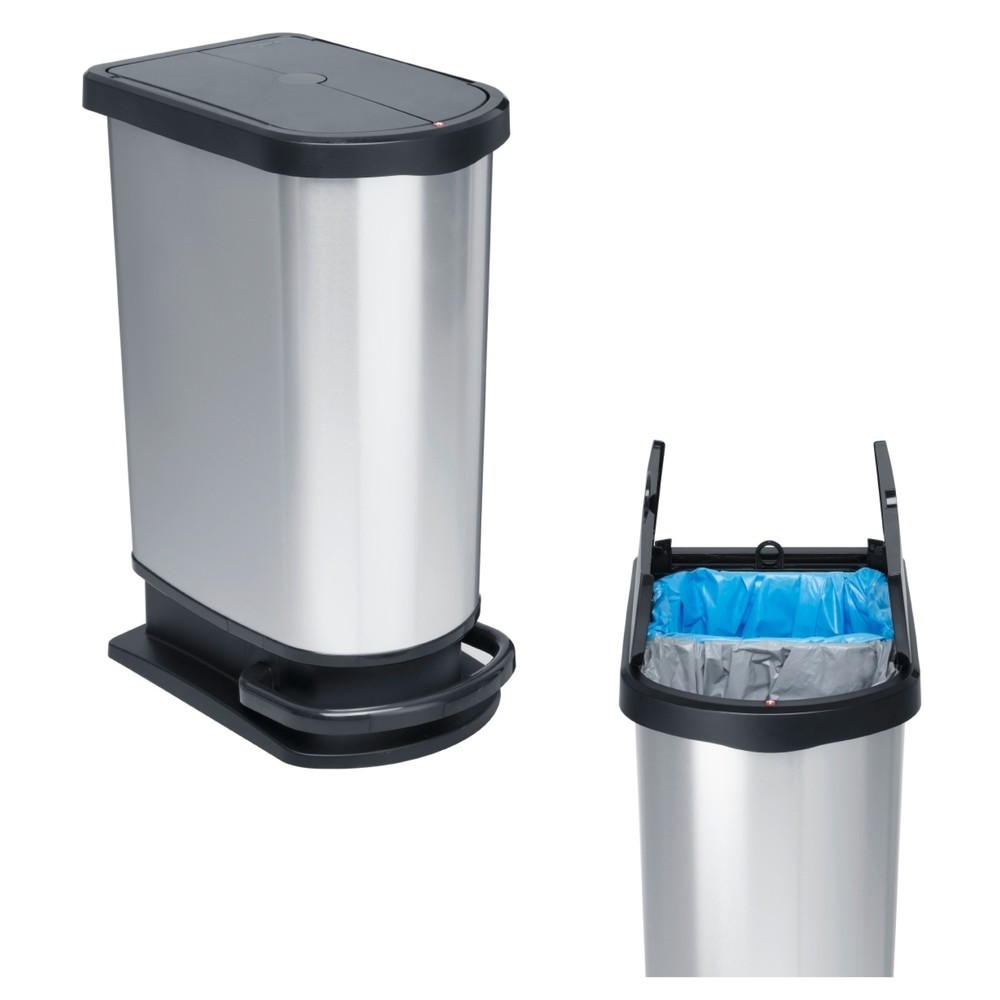 Produktabbildung: rothopro  Treteimer PASO duo, 50 l, metallic