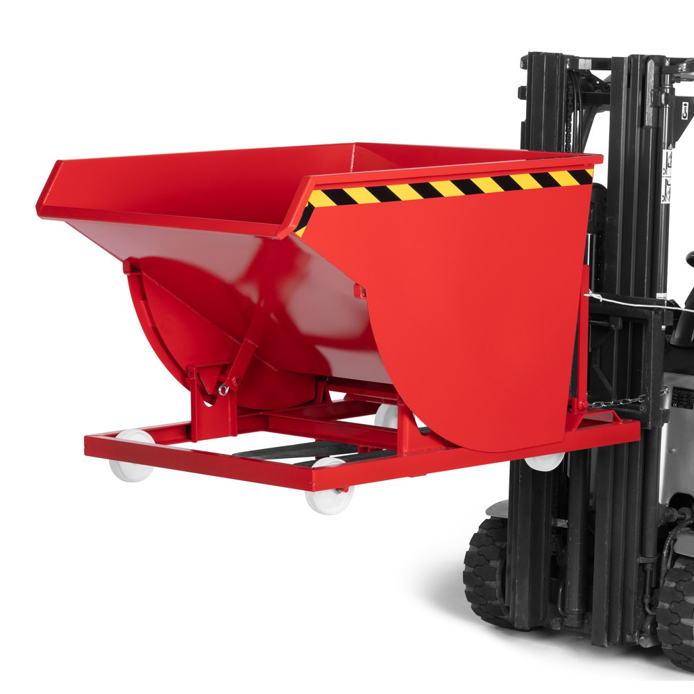 Produktabbildung Nr. 2: RR-Industrietechnik® Fahrbarer Selbstkipper mit Abrollkufen, Volumen 0,75 m³, TK 1.350 kg, feuerrot