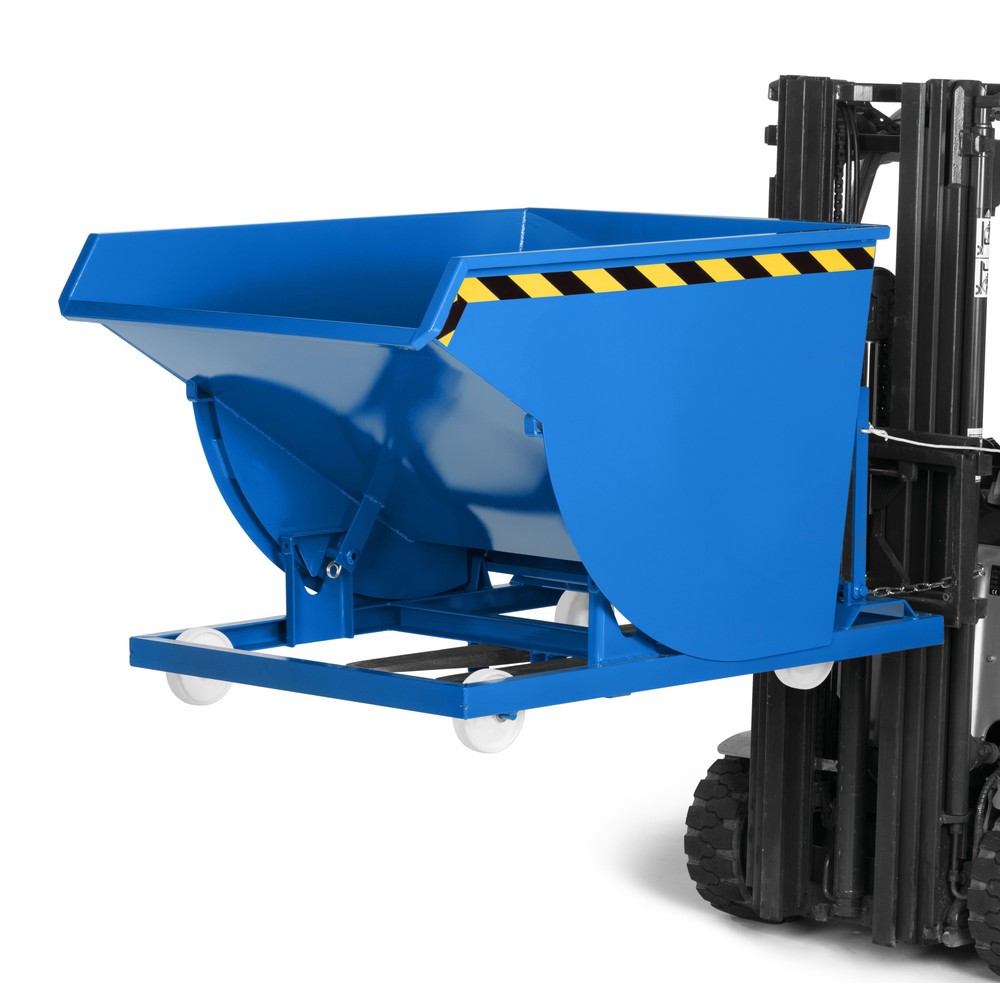Produktabbildung Nr. 2: RR-Industrietechnik® Fahrbarer Selbstkipper mit Abrollkufen, Volumen 0,5 m³, TK 1.000 kg, enzianblau