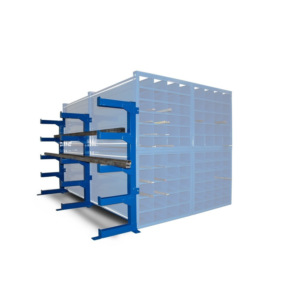 Produktabbildung: RR-Industrietechnik® Kragarmregal für 1-faches Wabenregal Typ RWR 3000, seitliche Montage