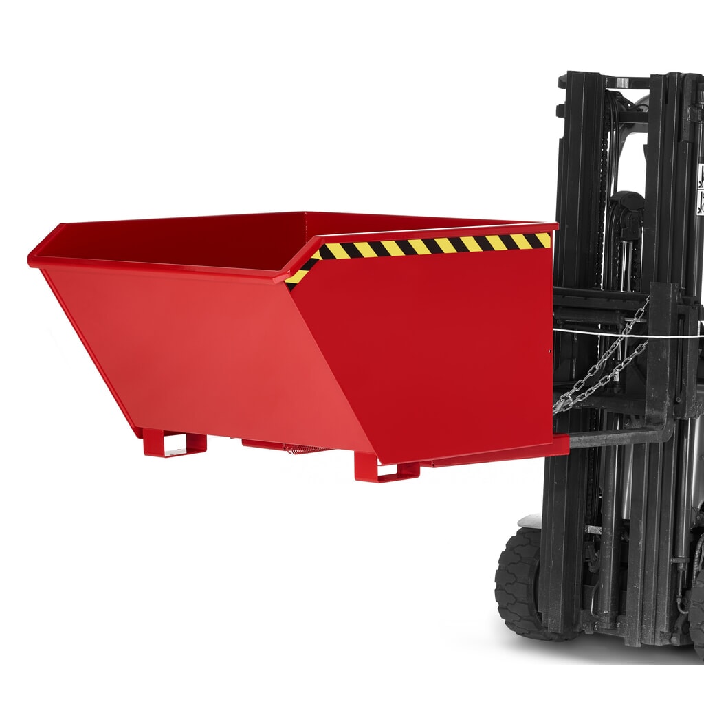 RR-Industrietechnik® Universalkippbehälter mit Abfangschere, Volumen 0,5 m³, TK 1.200 kg, feuerrot Produktabbildung Nr. 2: RR-Industrietechnik® Universalkippbehälter mit Abfangschere, Volumen 0,5 m³, TK 1.200 kg, feuerrot