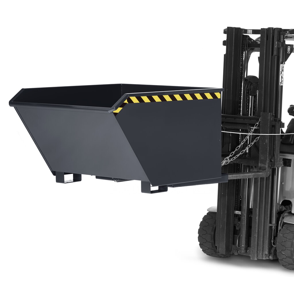 RR-Industrietechnik® Universalkippbehälter mit Abfangschere, Volumen 0,6 m³, TK 1.200 kg, anthrazitgrau Produktabbildung Nr. 2: RR-Industrietechnik® Universalkippbehälter mit Abfangschere, Volumen 0,6 m³, TK 1.200 kg, anthrazitgrau