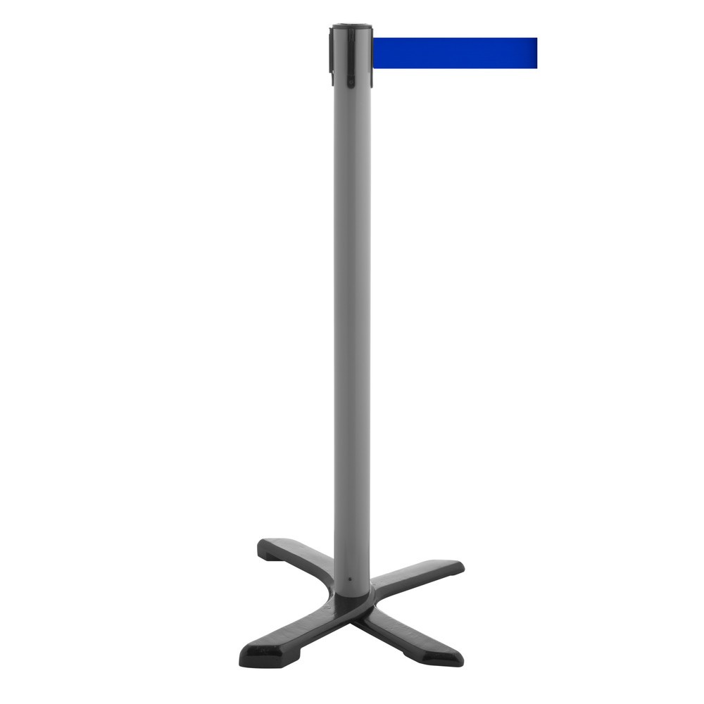 Produktabbildung Nr. 1: RS-GUIDESYSTEMS® Absperrpfosten Kreuzfuß, Gurtlänge 2,3 m, anthrazit, blau