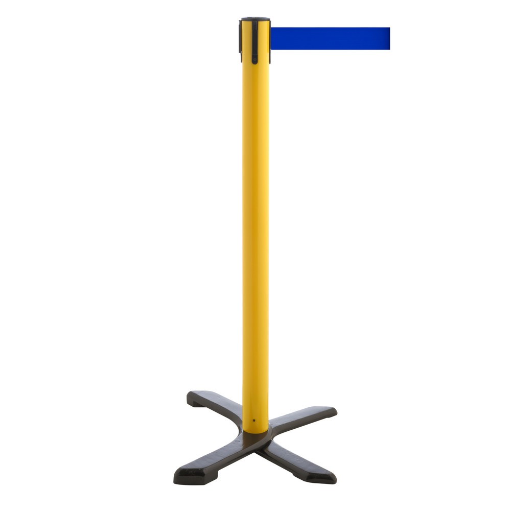 Produktabbildung Nr. 1: RS-GUIDESYSTEMS® Absperrpfosten Kreuzfuß, Gurtlänge 2,3 m, gelb, blau