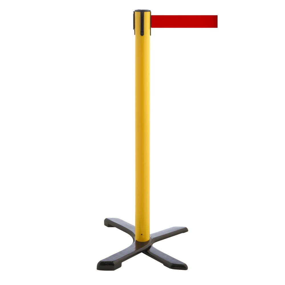 Produktabbildung Nr. 1: RS-GUIDESYSTEMS® Absperrpfosten Kreuzfuß, Gurtlänge 2,3 m, gelb, rot
