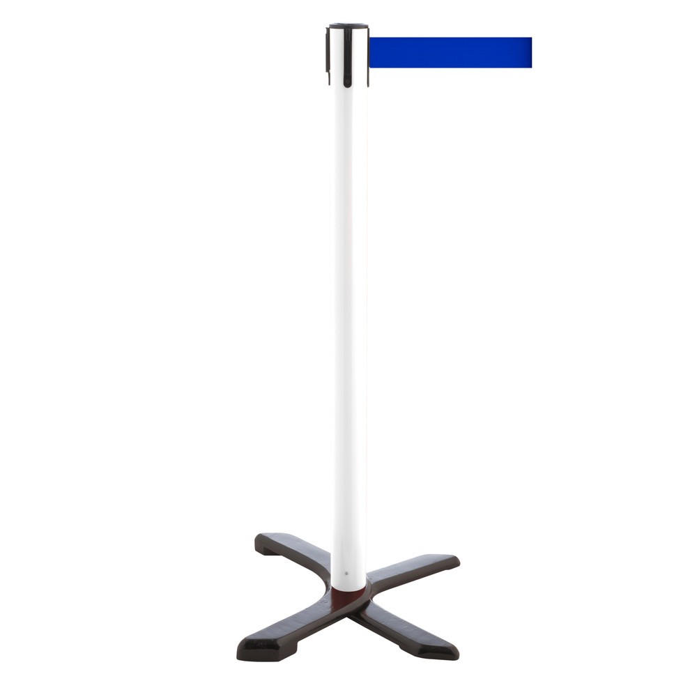 Produktabbildung Nr. 1: RS-GUIDESYSTEMS® Absperrpfosten Kreuzfuß, Gurtlänge 2,3 m, weiß, blau