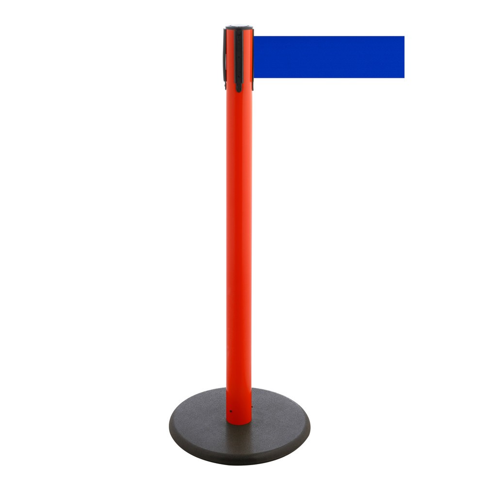 Produktabbildung Nr. 1: RS-GUIDESYSTEMS® Gurt-Absperrpfosten, Bodenteller aus Guss, Gurtbreite 100 mm, rot, blau, 3,8 m