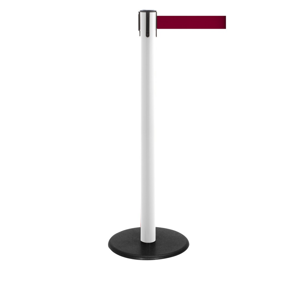 Produktabbildung Nr. 1: RS-GUIDESYSTEMS® Gurt-Absperrpfosten, Bodenteller aus Guss, Gurtbreite 50 mm, weiß, burgunder, 4,0 m