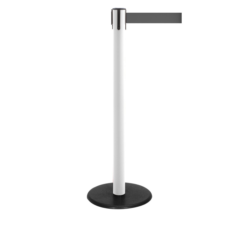 Produktabbildung Nr. 1: RS-GUIDESYSTEMS® Gurt-Absperrpfosten, Bodenteller aus Guss, Gurtbreite 50 mm, weiß, grau, 4,0 m