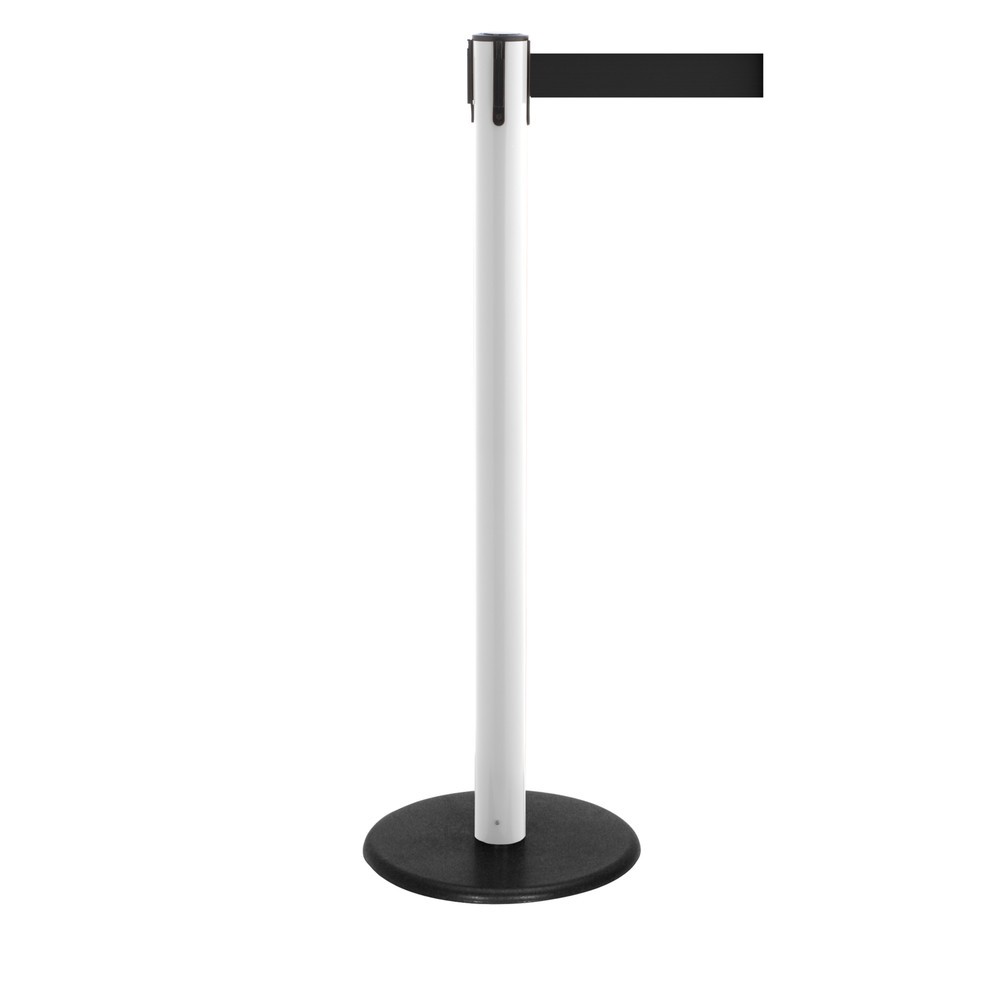 Produktabbildung Nr. 1: RS-GUIDESYSTEMS® Gurt-Absperrpfosten, Bodenteller aus Guss, Gurtbreite 50 mm, weiß, schwarz, 2,3 m