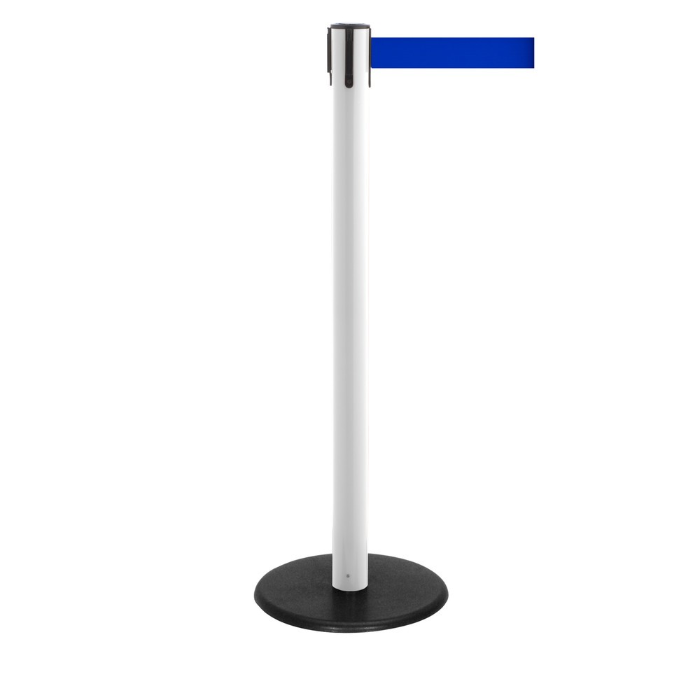 Produktabbildung Nr. 1: RS-GUIDESYSTEMS® Gurt-Absperrpfosten, Bodenteller aus Guss, Gurtbreite 50 mm, weiß, blau, 4,0 m