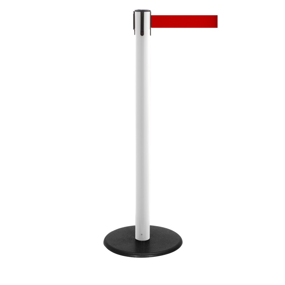 Produktabbildung Nr. 1: RS-GUIDESYSTEMS® Gurt-Absperrpfosten, Bodenteller aus Guss, Gurtbreite 50 mm, weiß, rot, 4,0 m