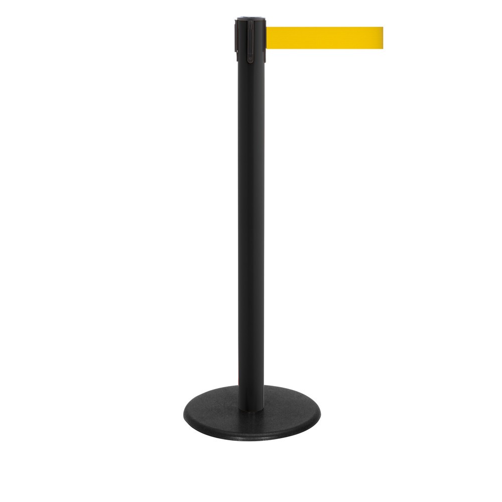 Produktabbildung Nr. 1: RS-GUIDESYSTEMS® Gurt-Absperrpfosten, Bodenteller aus Guss, Gurtbreite 50 mm, schwarz, gelb, 4,0 m