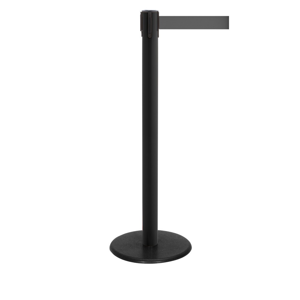 Produktabbildung Nr. 1: RS-GUIDESYSTEMS® Gurt-Absperrpfosten, Bodenteller aus Guss, Gurtbreite 50 mm, schwarz, grau, 2,3 m