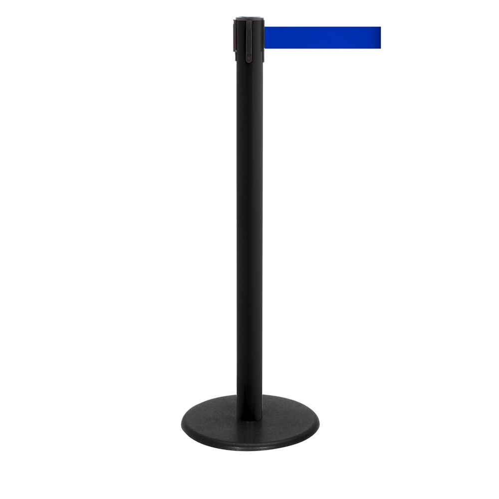 Produktabbildung Nr. 1: RS-GUIDESYSTEMS® Gurt-Absperrpfosten, Bodenteller aus Guss, Gurtbreite 50 mm, schwarz, blau, 4,0 m