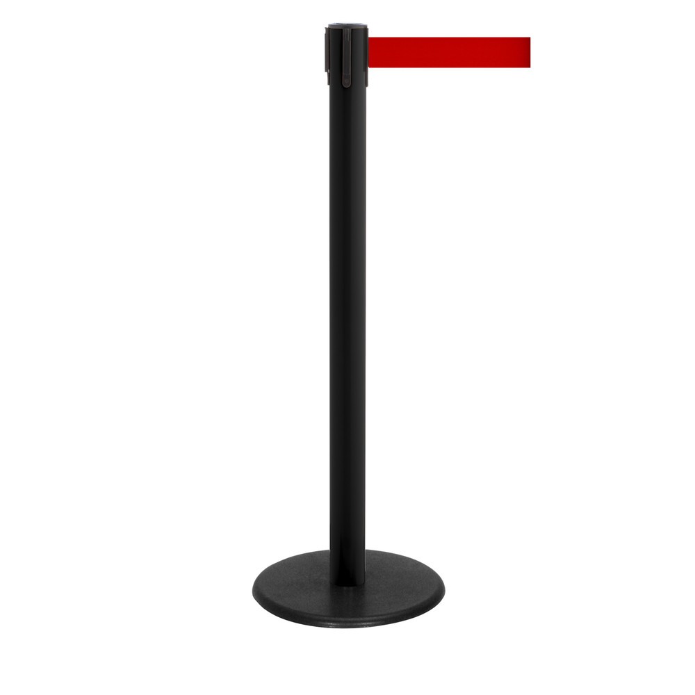 Produktabbildung Nr. 1: RS-GUIDESYSTEMS® Gurt-Absperrpfosten, Bodenteller aus Guss, Gurtbreite 50 mm, schwarz, rot, 2,3 m