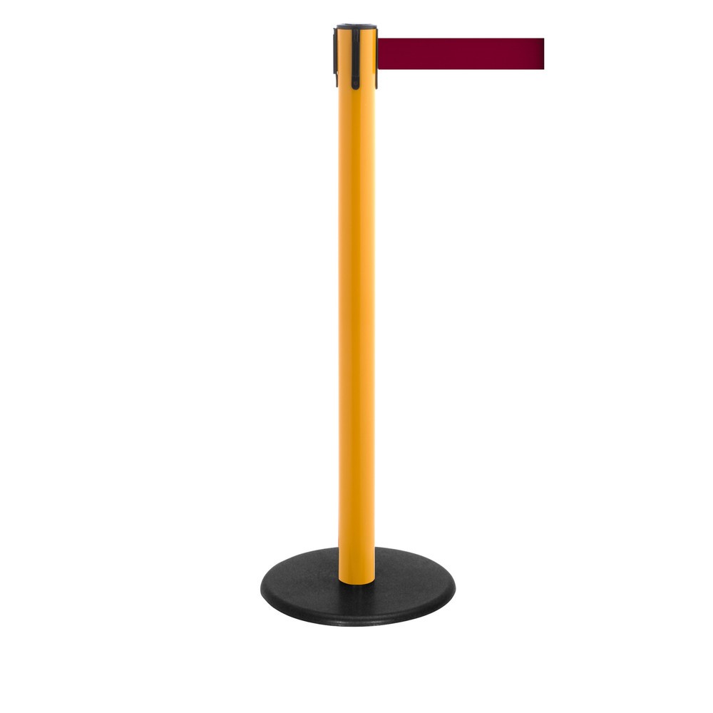 Produktabbildung Nr. 1: RS-GUIDESYSTEMS® Gurt-Absperrpfosten, Bodenteller aus Guss, Gurtbreite 50 mm, gelb, burgunder, 4,0 m