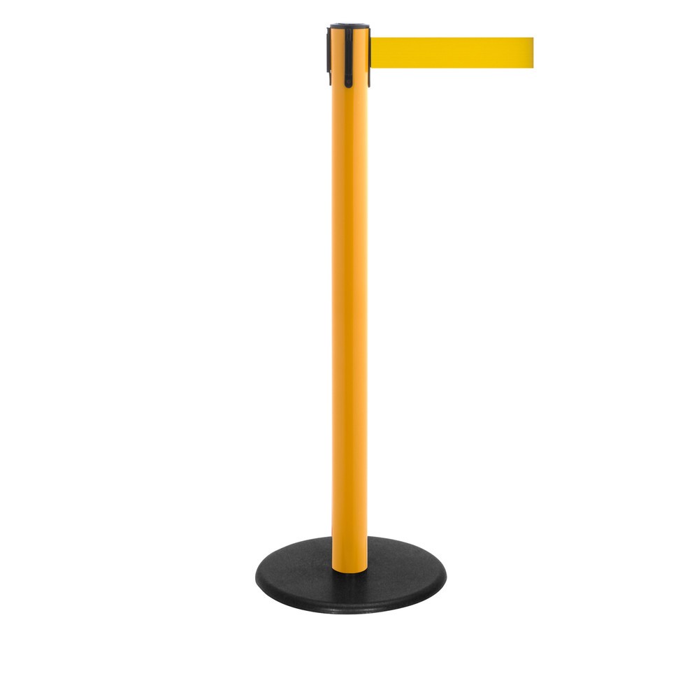 Produktabbildung Nr. 1: RS-GUIDESYSTEMS® Gurt-Absperrpfosten, Bodenteller aus Guss, Gurtbreite 50 mm, gelb, gelb, 4,0 m