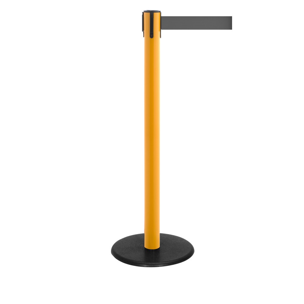 Produktabbildung Nr. 1: RS-GUIDESYSTEMS® Gurt-Absperrpfosten, Bodenteller aus Guss, Gurtbreite 50 mm, gelb, grau, 2,3 m