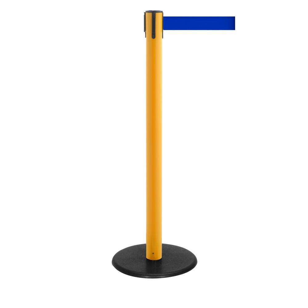 Produktabbildung Nr. 1: RS-GUIDESYSTEMS® Gurt-Absperrpfosten, Bodenteller aus Guss, Gurtbreite 50 mm, gelb, blau, 2,3 m