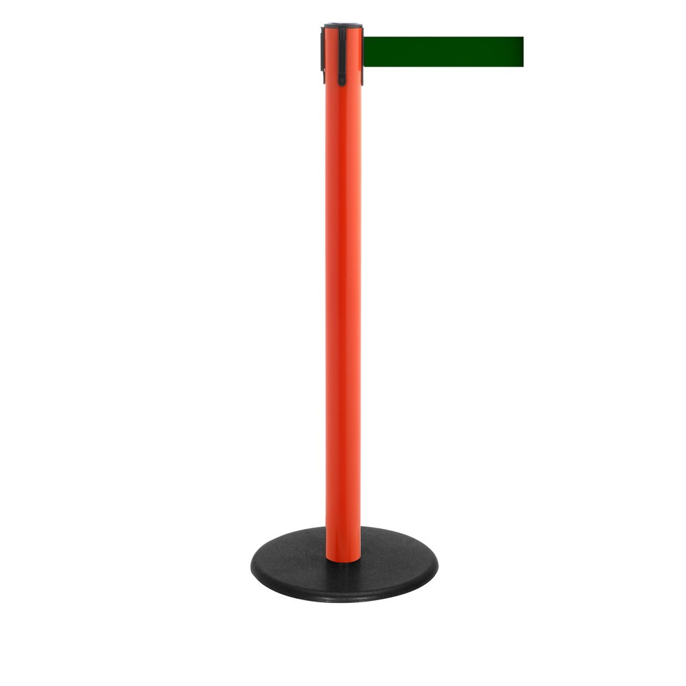 Produktabbildung Nr. 1: RS-GUIDESYSTEMS® Gurt-Absperrpfosten, Bodenteller aus Guss, Gurtbreite 50 mm, rot, dunkelgrün, 4,0 m