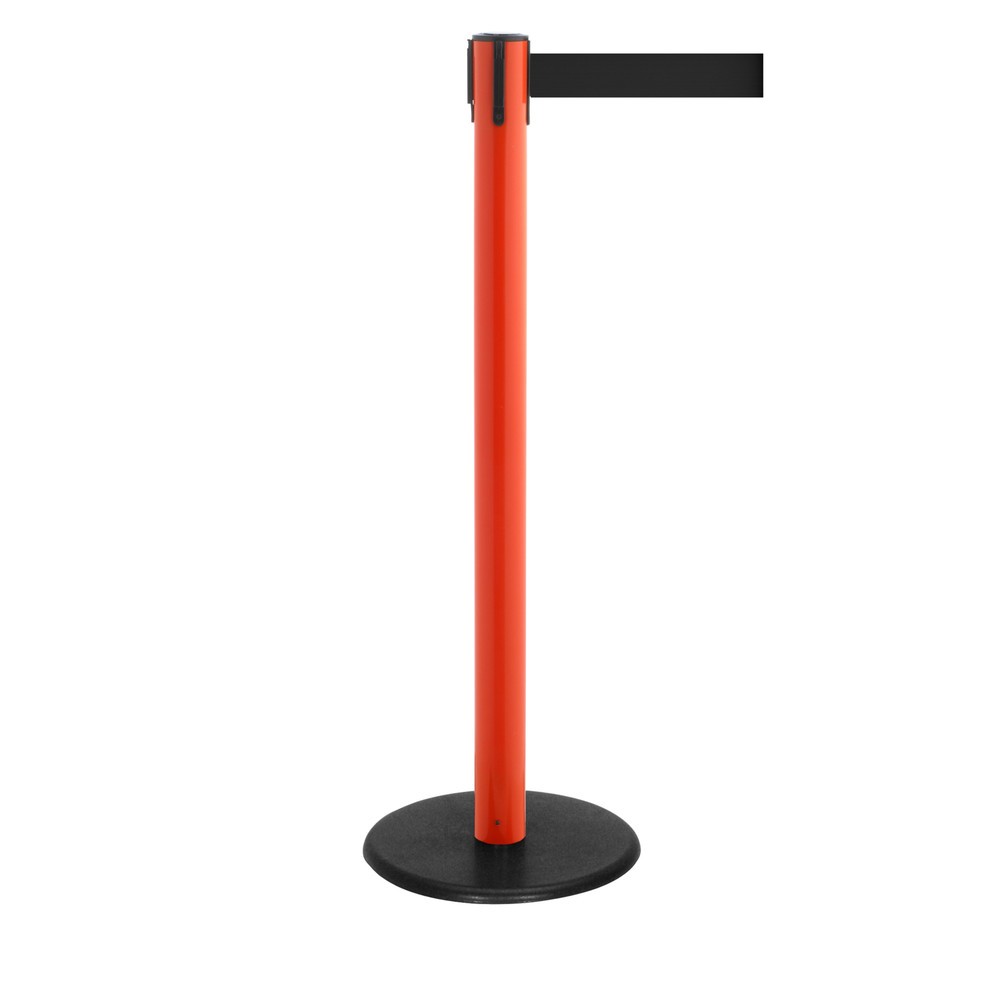Produktabbildung Nr. 1: RS-GUIDESYSTEMS® Gurt-Absperrpfosten, Bodenteller aus Guss, Gurtbreite 50 mm, rot, schwarz, 2,3 m