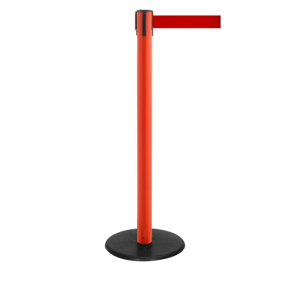 Produktabbildung Nr. 1: RS-GUIDESYSTEMS® Gurt-Absperrpfosten, Bodenteller aus Guss, Gurtbreite 50 mm, rot, rot, 4,0 m